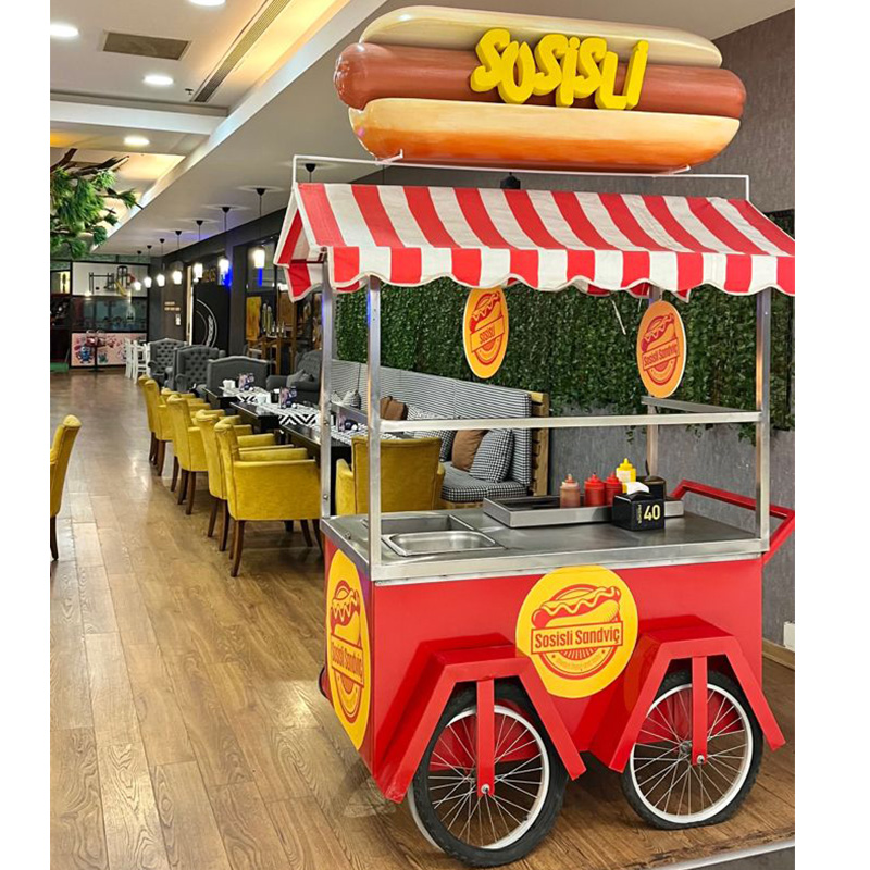 Hot Dog Vending Cart - 맞춤형 금속 4륜 캔디 & 핫도그
